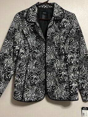 RQT Quilted Women's Zebra Zip Up Lightweight Jacket NWT Size‎ Large